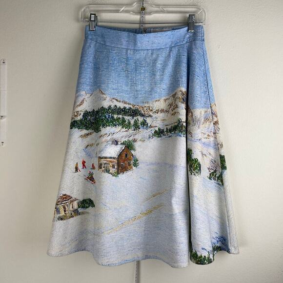 NWT Corey Lynn Calter Wonderland Midi Skirt Size XS Blue Anthropologie Preppy - Picture 7 of 16